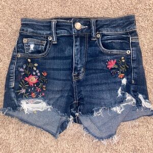 American Eagle Hi-Rise Shortie Next Level Stretch jean shorts | Size 0
